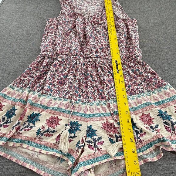 American Eagle Floral Romper Shorts Sleeveless Large Relaxed Fit Cotton &Viscose - Picture 5 of 16